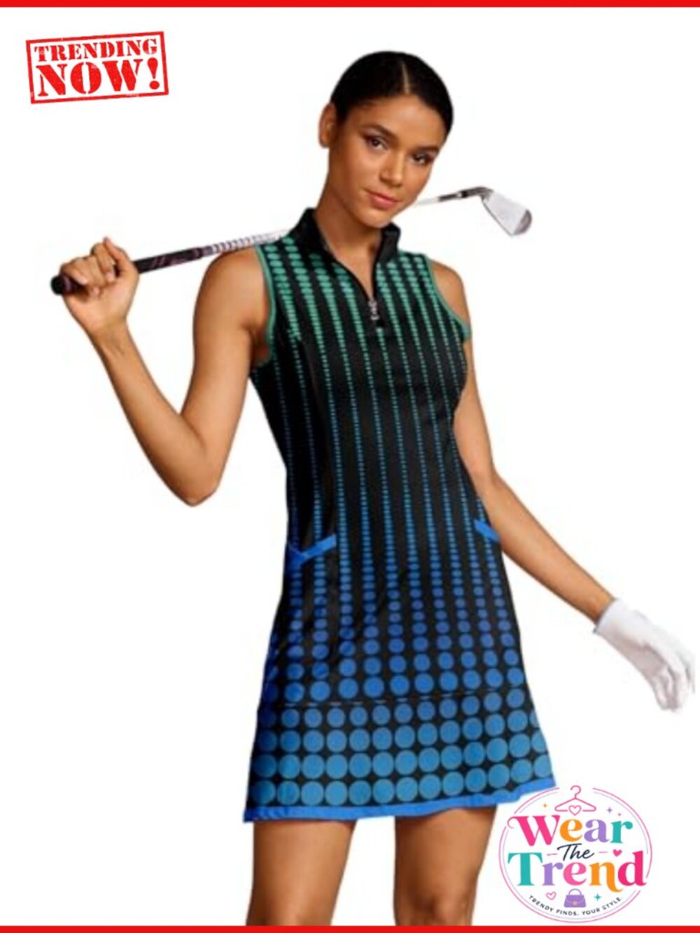 Athletic Dress Sleeveless Golf Polo Dress Quarter Zip Tennis Dress with Pockets